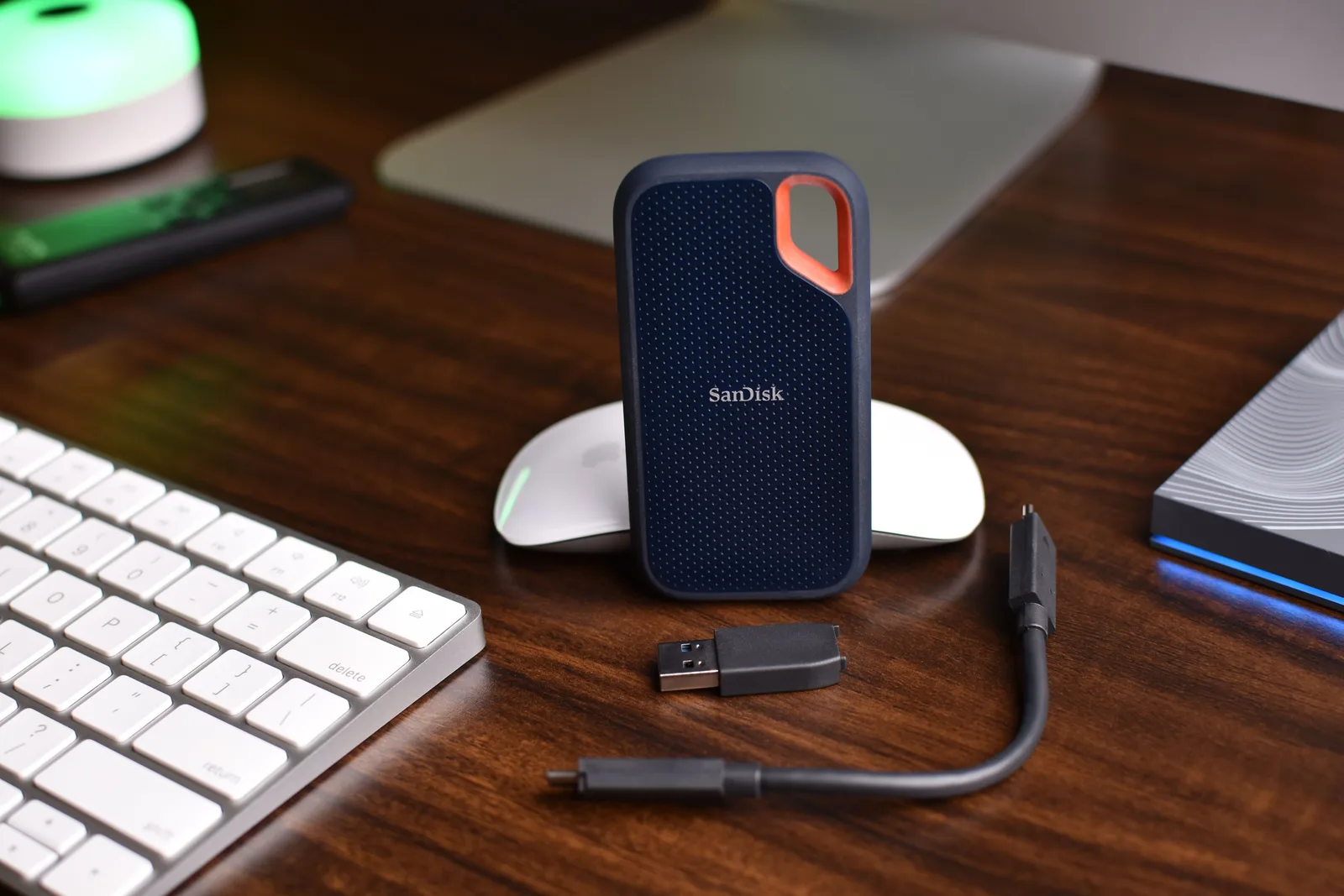External drives on a desk during a backup
