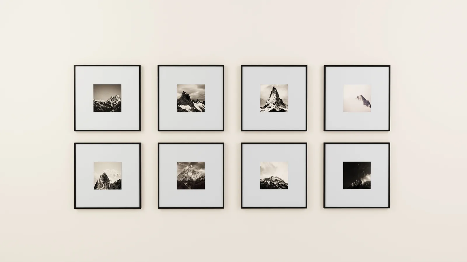 Framed prints hanging on a wall