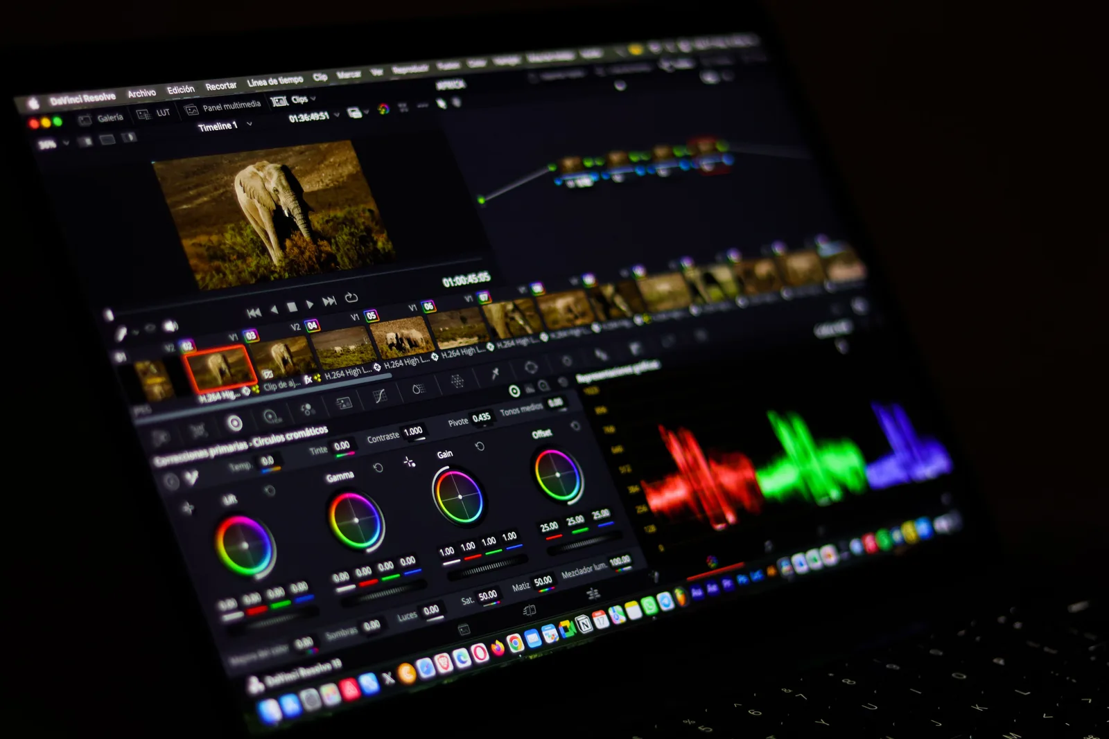 An image being colour graded on a monitor