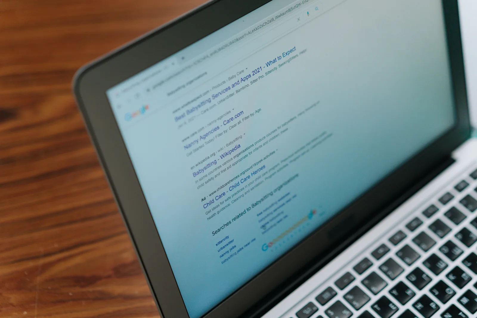 A website being reviewed on a laptop screen