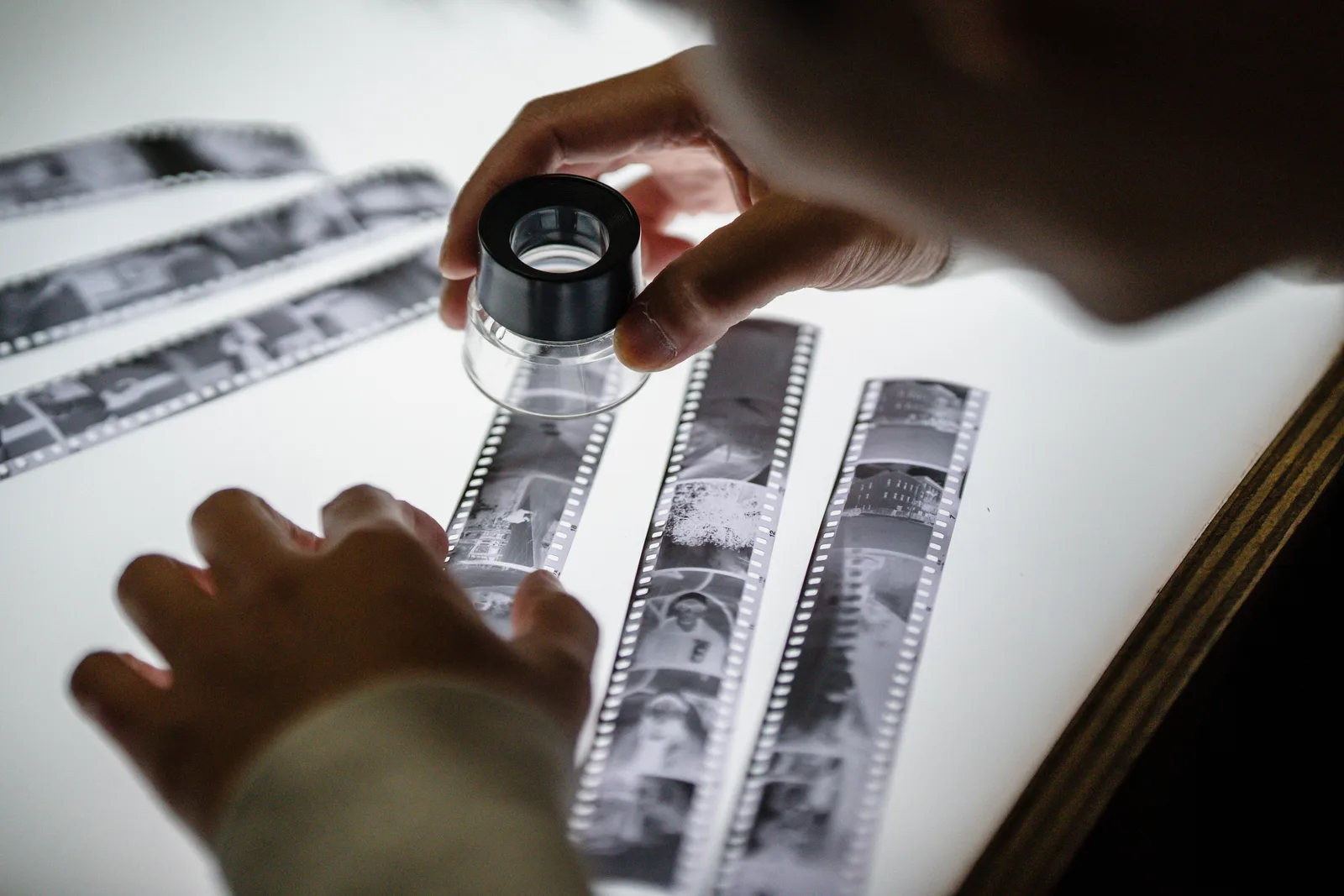 A set of images being narrowed down on screen