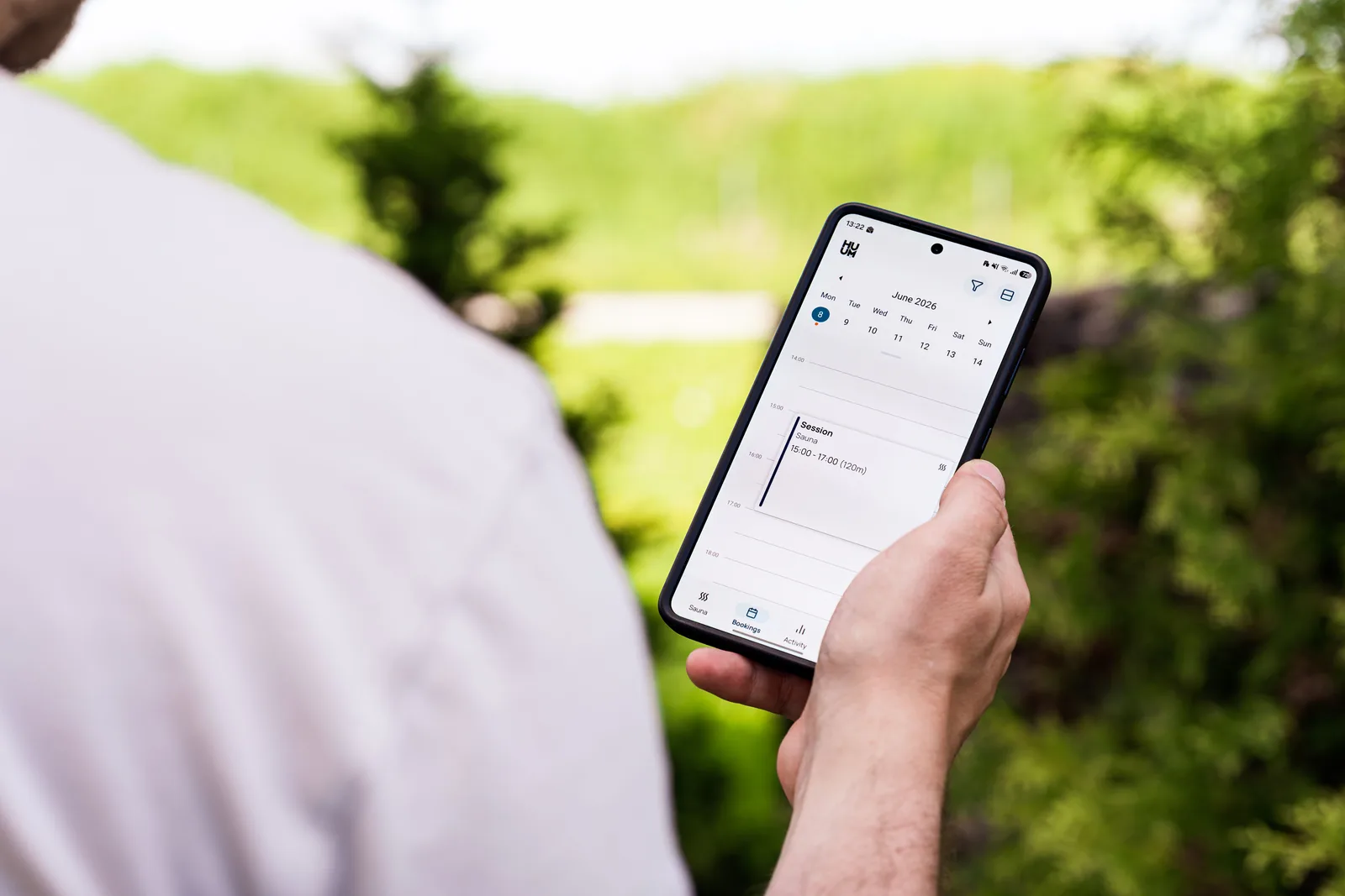 A booking calendar open on a phone