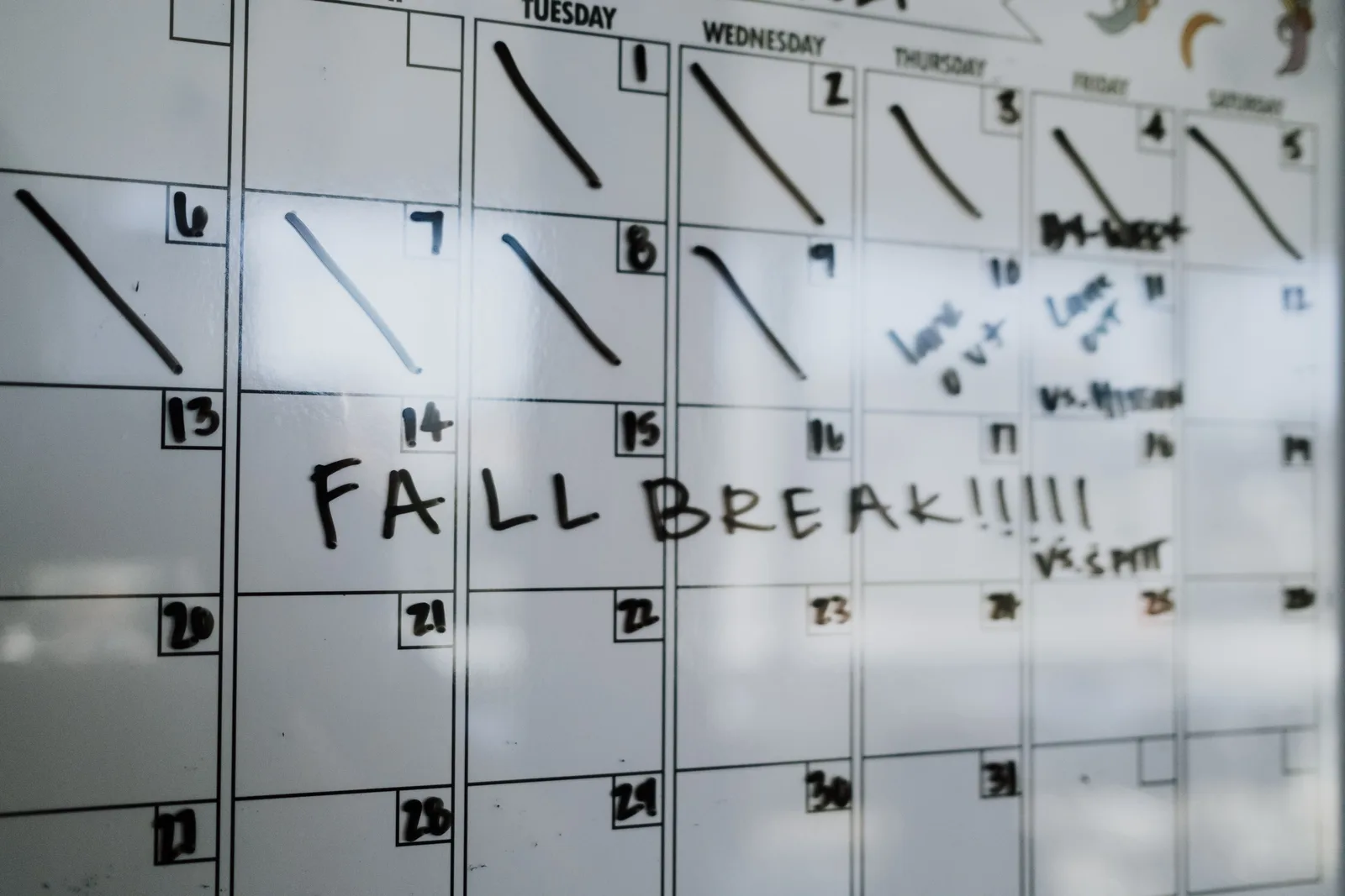 A calendar being marked with booked dates