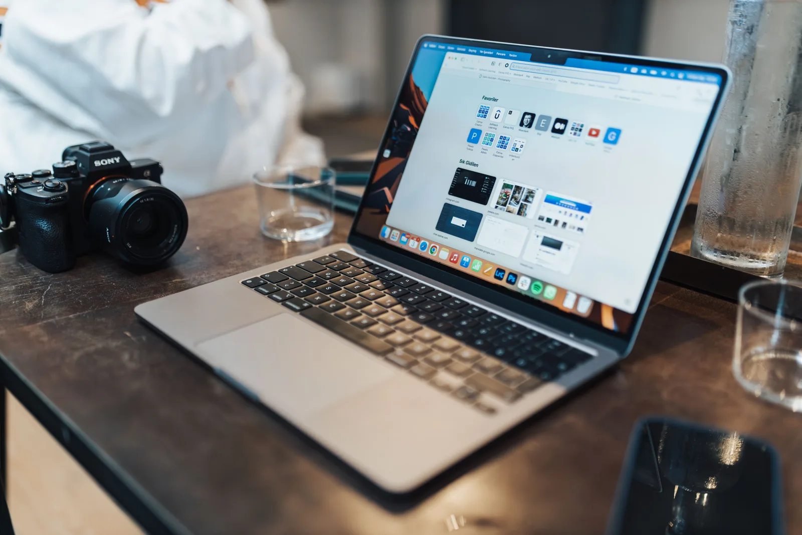 Social posts being planned on a laptop